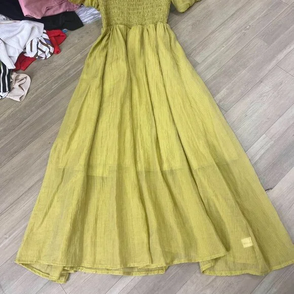 Square Neck Short Sleeve Puff Dress - Long Length - Picture 2 of 5